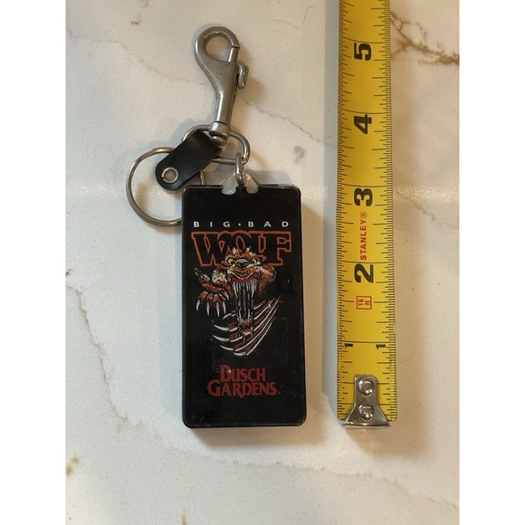 Vintage Busch Gardens Big Bad Wolf Keychain Rollercoaster Ride 1990s Retro - Picture 1 of 3